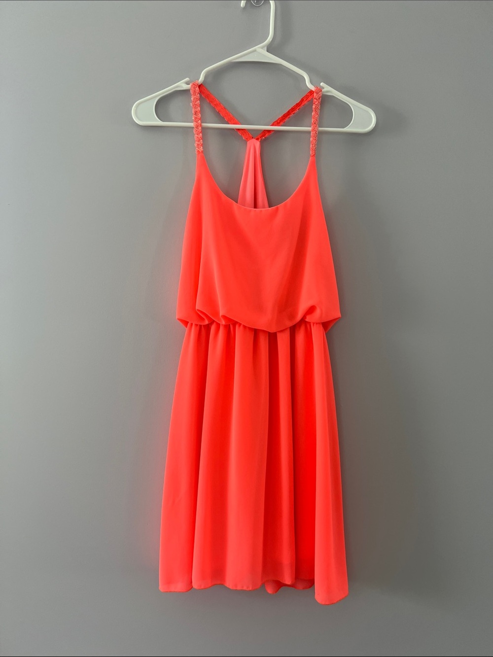 Rue21 Coral Pink Sleeveless Chiffon Dress with Braided Straps